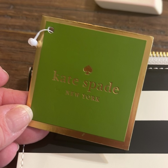 Kate Spade Black and White Striped Pencil Pouch - Picture 3 of 3